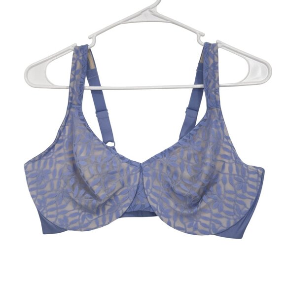 Olga By Warners Womens 40D Full Figure Minimizer Bra Lace Underwire Dusty Blue - Picture 2 of 11